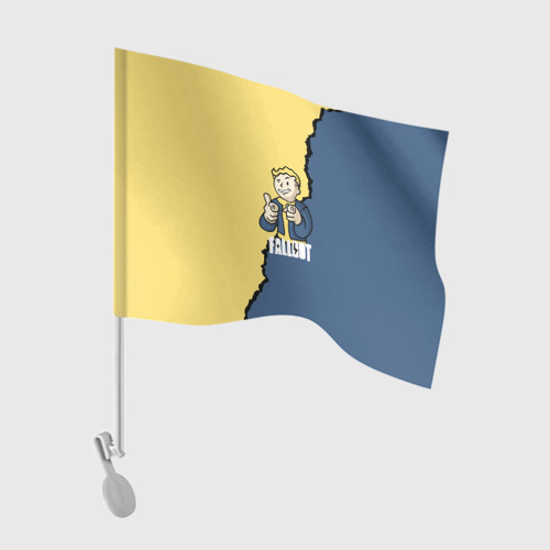 Флаг для автомобиля с принтом Fallout logo boy, вид спереди №1