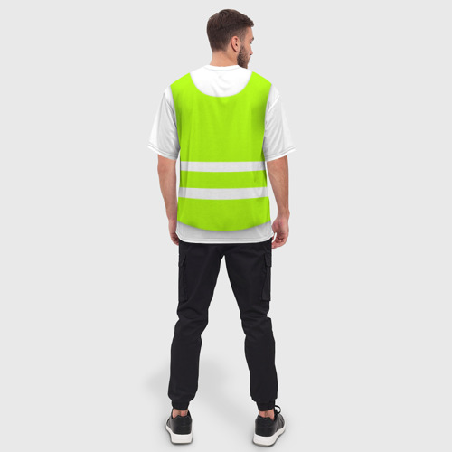 Мужская футболка oversize 3D Работник года - сигнальный жилет имитация спецодежды, цвет 3D печать - фото 4