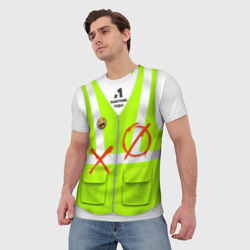 Мужская футболка 3D Работник года - сигнальный жилет имитация спецодежды - фото 2