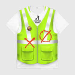 Мужская футболка 3D Работник года - сигнальный жилет имитация спецодежды с надписью