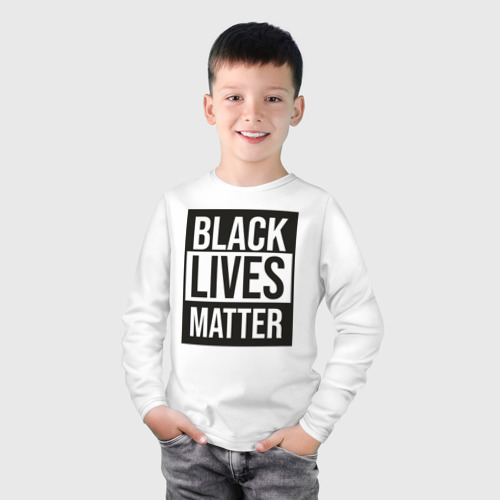 Детский лонгслив хлопок BLACK LIVES MATTER, цвет белый - фото 3
