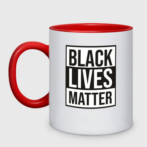 Кружка двухцветная BLACK LIVES MATTER, цвет белый + красный