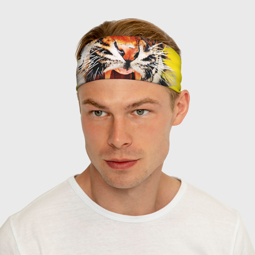 Повязка на голову 3D Оскал тигра, цвет 3D печать - фото 5