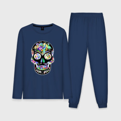 Мужская пижама с лонгсливом хлопок Flowers - Art skull