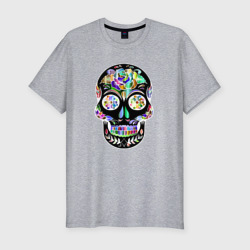 Мужская футболка хлопок Slim Flowers - Art skull