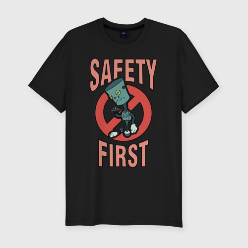 Мужская футболка хлопок Slim Safety first, цвет черный
