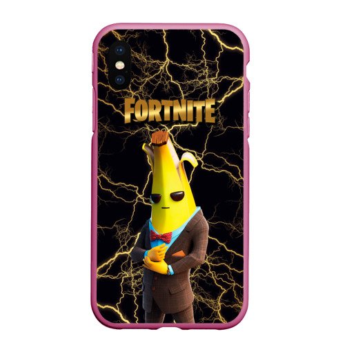 Чехол для iPhone XS Max матовый Peely Fortnite, цвет малиновый