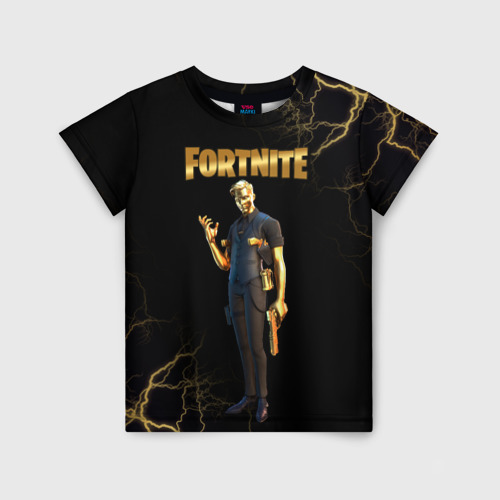 Детская футболка с принтом Gold Midas Fortnite 2, вид спереди №1