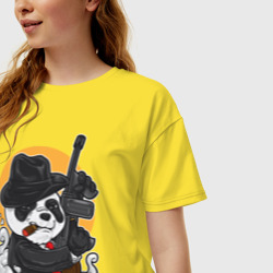 Женская футболка хлопок Oversize Panda Gangster with tompson - фото 2