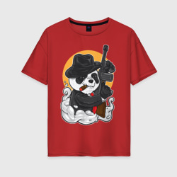 Женская футболка хлопок Oversize Panda Gangster with tompson