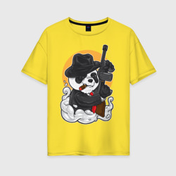 Женская футболка хлопок Oversize Panda Gangster with tompson