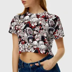 Женская футболка Crop-top 3D Helltaker girls pattern - фото 2