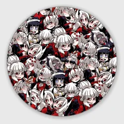 Круглый коврик для мышки Helltaker girls pattern