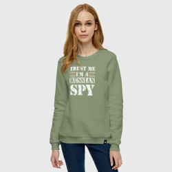 Женский свитшот хлопок Trust me i'm a Russian Spy - фото 2