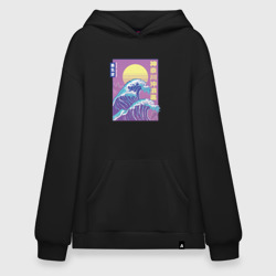 Худи SuperOversize хлопок Большая волна. Неоновая гравюра