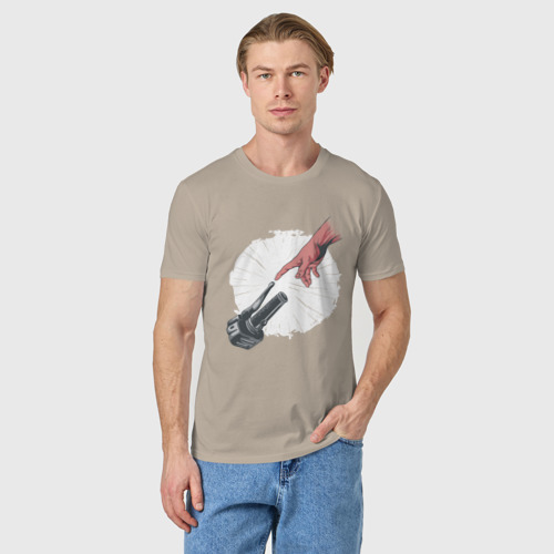 Мужская футболка хлопок Сотворение Адама - Мотоцикл, цвет миндальный - фото 3
