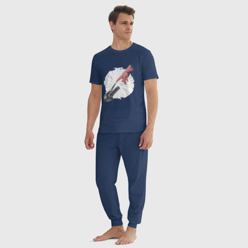 Мужская пижама хлопок Сотворение Адама - Мотоцикл, цвет темно-синий - фото 5