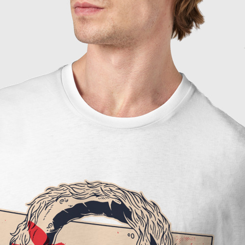 Мужская футболка хлопок с принтом Морской дракон, фото #4
