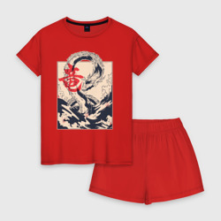 Женская пижама с шортиками хлопок Морской дракон