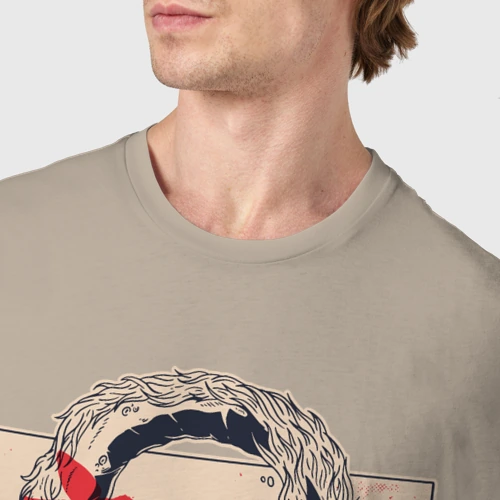 Мужская футболка хлопок с принтом Морской дракон, фото #4