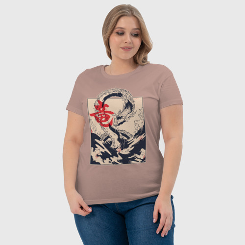 Женская футболка хлопок с принтом Морской дракон, фото #4