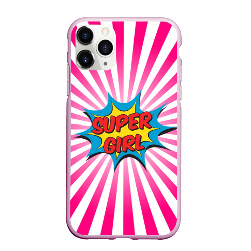 Чехол для iPhone 11 Pro Max матовый Super Girl, цвет розовый