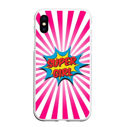 Чехол для iPhone XS Max матовый Super Girl, цвет белый