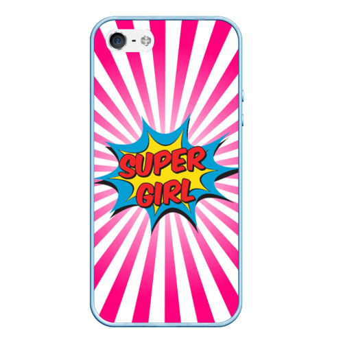 Чехол для iPhone 5/5S матовый Super Girl, цвет голубой