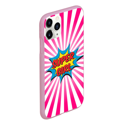 Чехол для iPhone 11 Pro Max матовый Super Girl, цвет розовый - фото 3