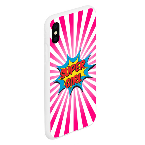 Чехол для iPhone XS Max матовый Super Girl, цвет белый - фото 3