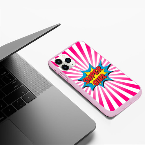 Чехол для iPhone 11 Pro Max матовый Super Girl, цвет розовый - фото 5