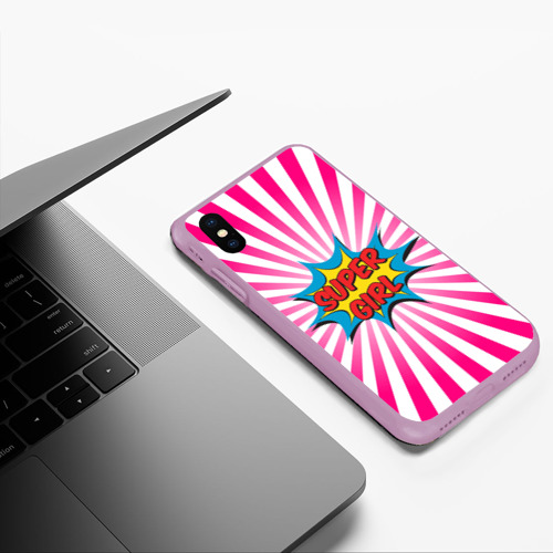 Чехол для iPhone XS Max матовый Super Girl, цвет сиреневый - фото 5