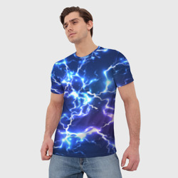 Мужская футболка 3D Светящиеся молнии neon flash - фото 2