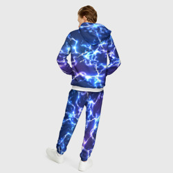 Костюм с принтом Светящиеся молнии neon flash для мужчины, вид на модели сзади №2. Цвет основы: белый