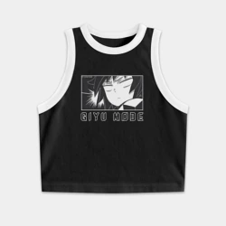 Женская укороченная майка-топ хлопок Demon Slayer Giyuu Tomioka