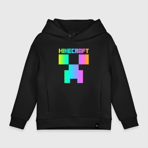 Детское худи Oversize хлопок Minecraft Creeper, цвет черный