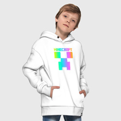 Худи с принтом Minecraft Creeper для ребенка, вид на модели спереди №7. Цвет основы: белый