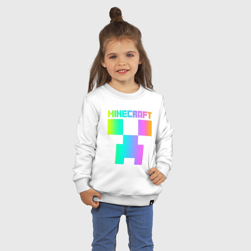 Детский свитшот хлопок Minecraft Creeper, цвет белый - фото 3