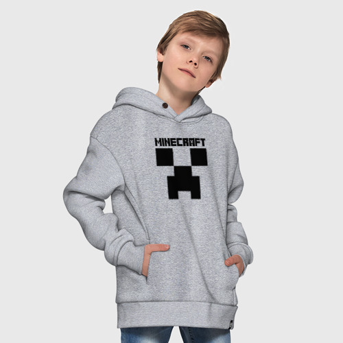 Детское худи Oversize хлопок Minecraft Creeper, цвет меланж - фото 9