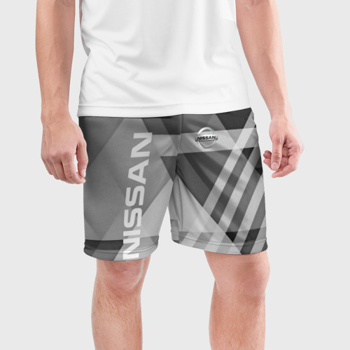 Мужские шорты спортивные с принтом NISSAN, фото на моделе #1