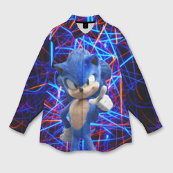 Мужская рубашка oversize 3D Sonic тычет пальцем