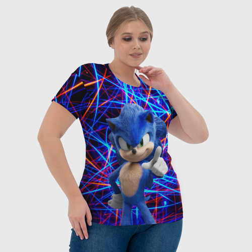 Женская футболка 3D Sonic тычет пальцем - фото 6