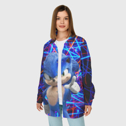 Женская рубашка oversize 3D Sonic тычет пальцем - фото 2