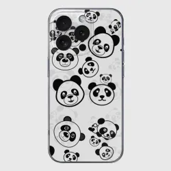 Чехол для iPhone 16 Pro Max силиконовый с защитой камеры Панды
