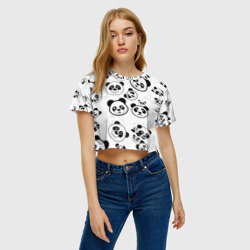 Женская футболка Crop-top 3D Панды - фото 2
