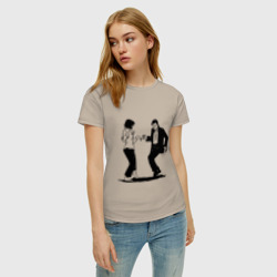Женская футболка хлопок Грязные танцы Винсента и Мии Уоллес - Криминальное чтиво - фото 2