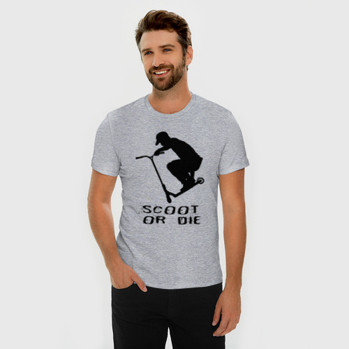 Мужская футболка хлопок Slim Самокат фристайл трюк экстрим, цвет меланж - фото 3