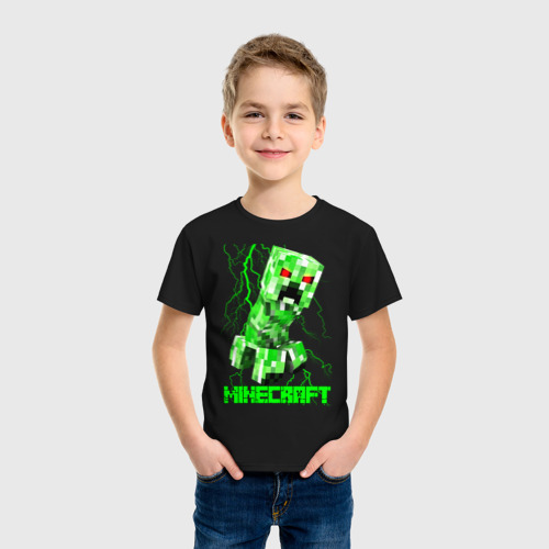 Детская футболка хлопок Minecraft Creeper, цвет черный - фото 3