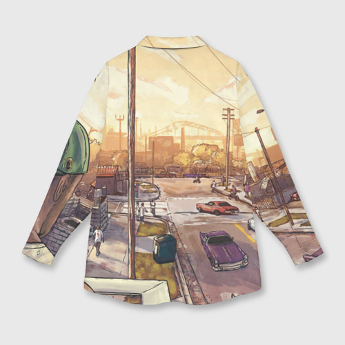Женская рубашка oversize 3D с принтом GTA San Andreas, вид сзади #1