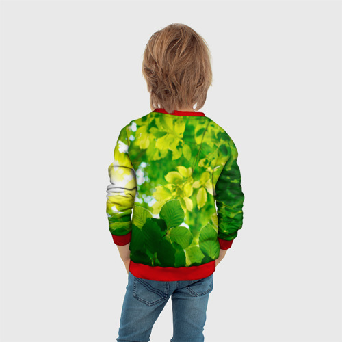 Детский свитшот 3D с принтом Листья, вид сзади #2